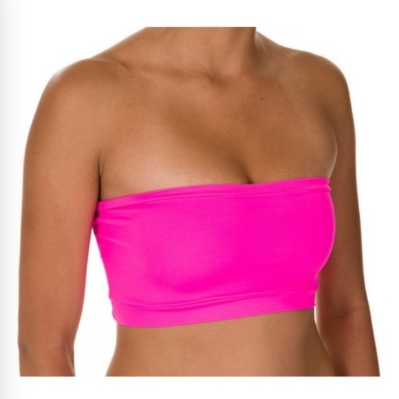 ποΈππNeon Pink Bandeau Crop Tube Topπ - Picture 2 of 7